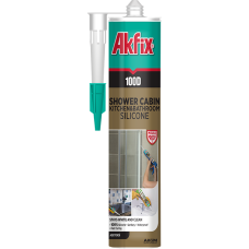 Санітарний силіконовий герметик для душових кабін, ванн і кухонь Akfix 100D білий, 280 мл/340 гр(кратно ящику по 24шт)